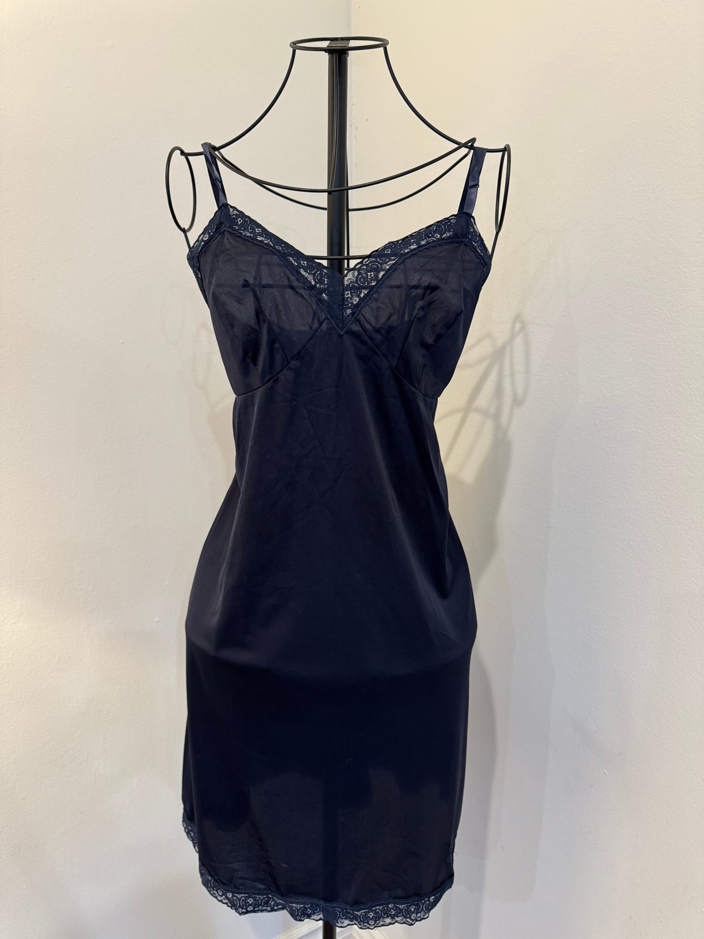 navy lace trim neglige