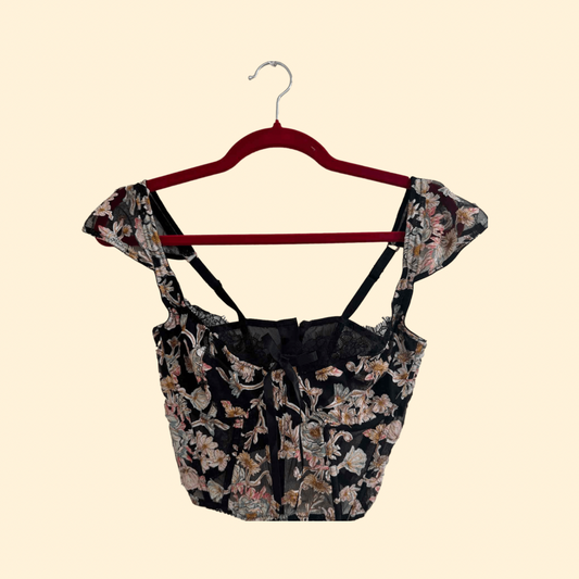 Victoria's Secret black and floral lace Corset